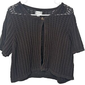 Avenue Brown Short-Sleeved Cardigan Single Button Women's Size 22/24